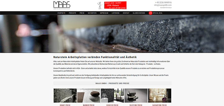 Webseite - Naturstein Arbeitsplatten