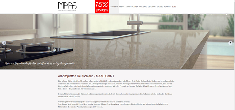 Web site - Arbeitsplatten Deutschland - MAAS GmbH