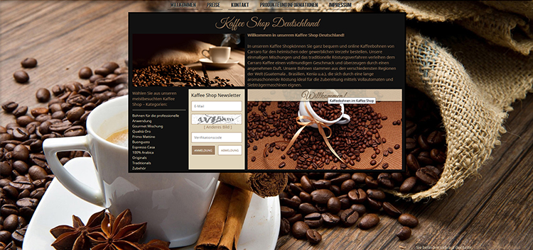 Web site - KAFFEE SHOP DEUTSCHLAND 