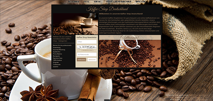 Web page - Kaffee shop Deutschland